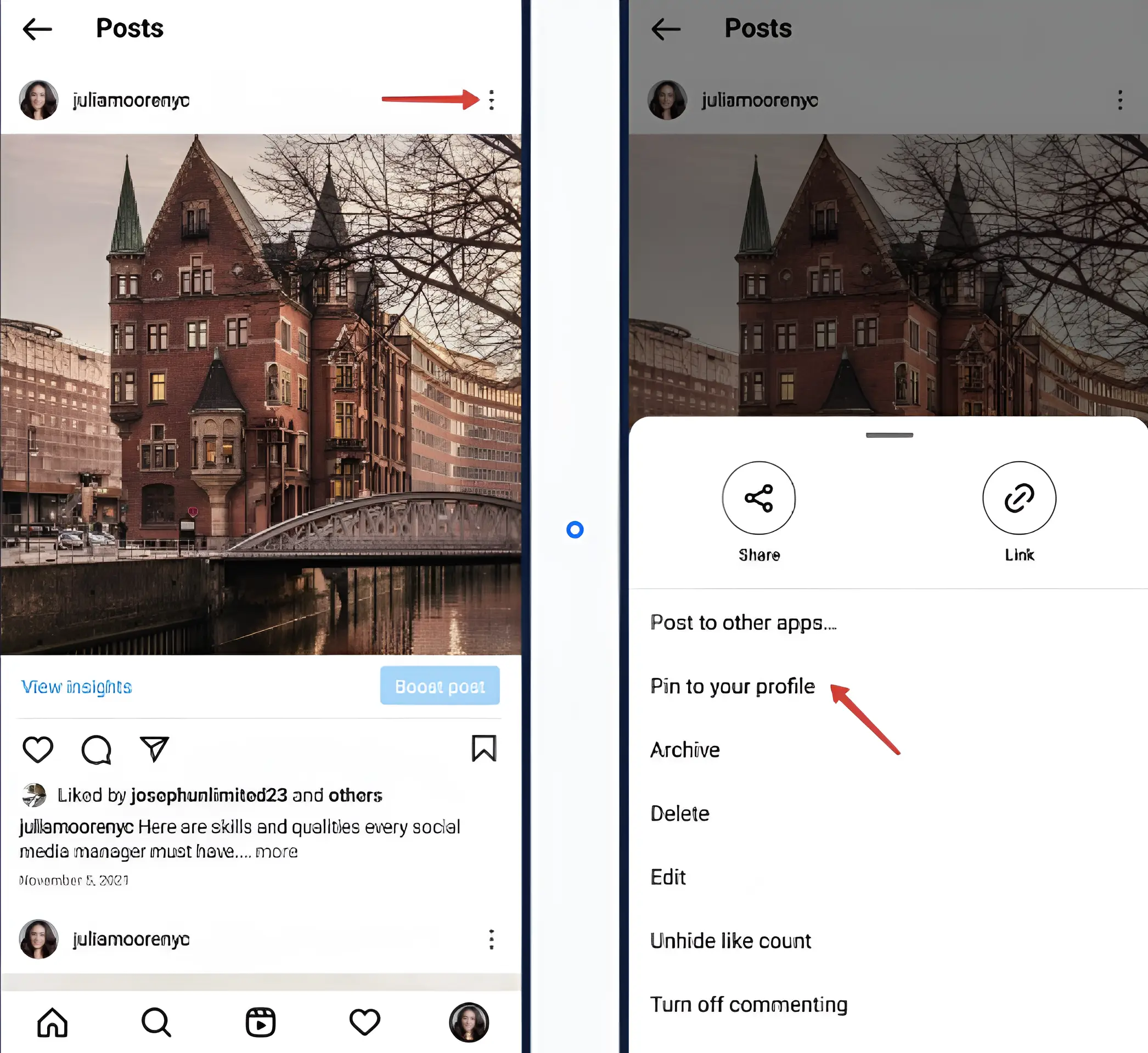 Pin posts on your Instagram profile