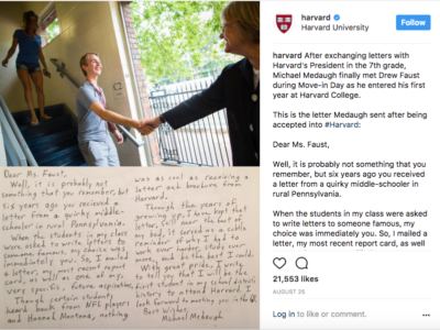 harvard social media marketing college acceptance letter
