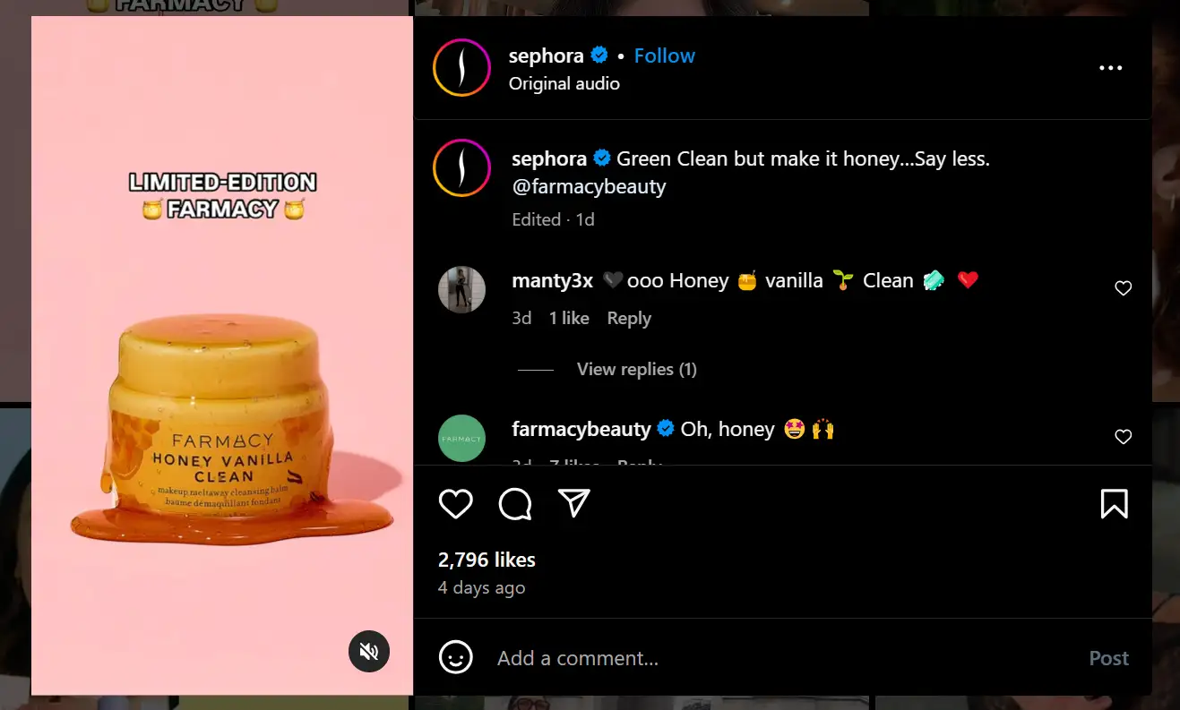 A limited-edition product on Sephora’s Instagram page.