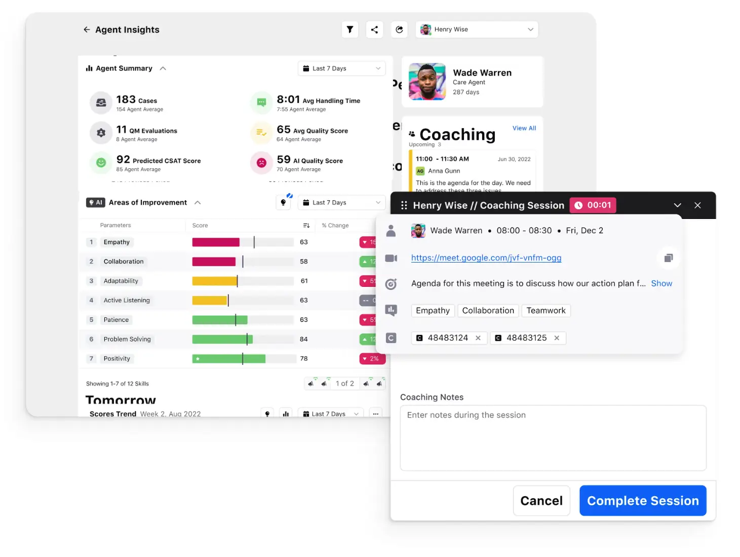 Real-time agent performance gap and coaching moment identification with Sprinklr Service