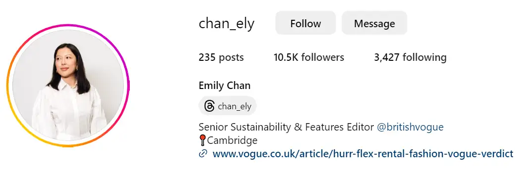 Example nano-influencer Emily Chan