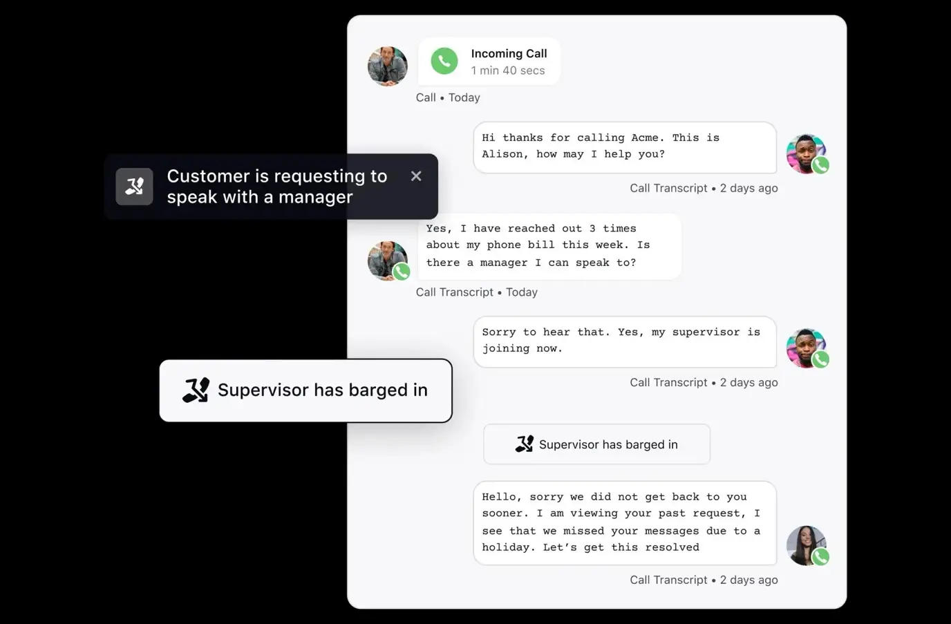 Sprinklr’s supervisor console sends AI alerts to supervisors for timely intervention