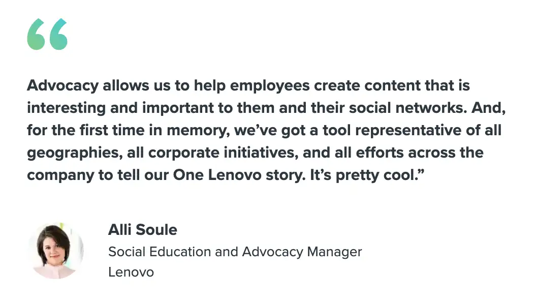  Quote from the social education and advocacy manager of Lenovo 