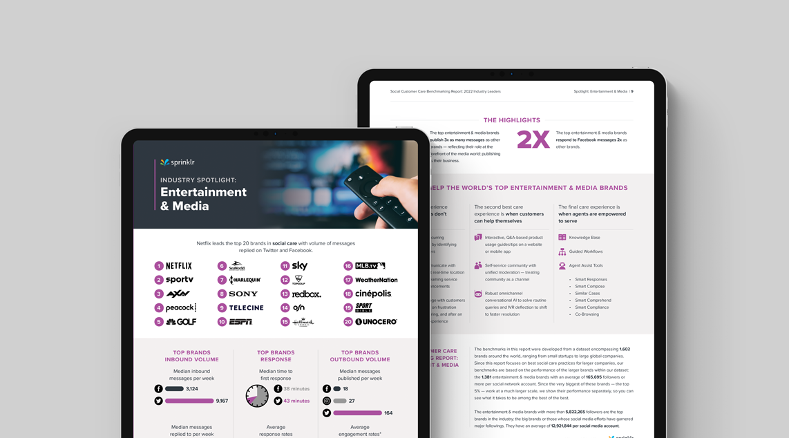 Social Customer Care Benchmarking Report: 2022 Entertainment & Media Leaders