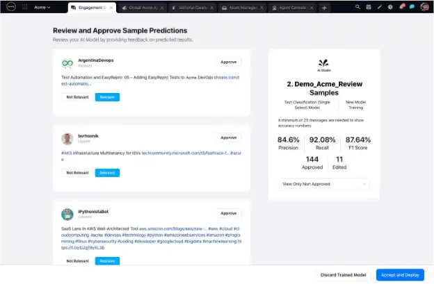 You can create custom AI text classification models on Sprinklr AI Studio without engineering or coding