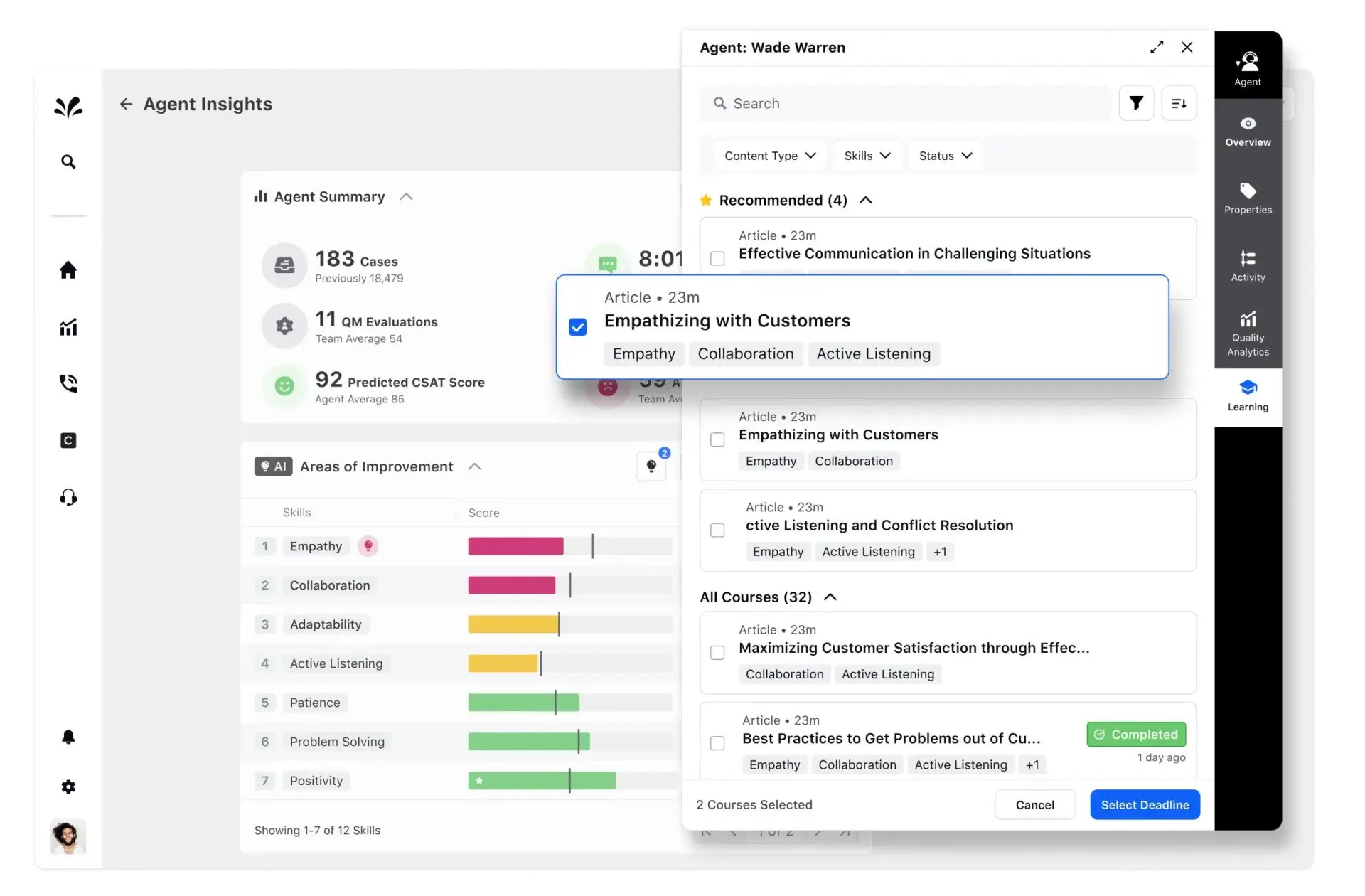 Dashboard for monitoring agent quality in a call center