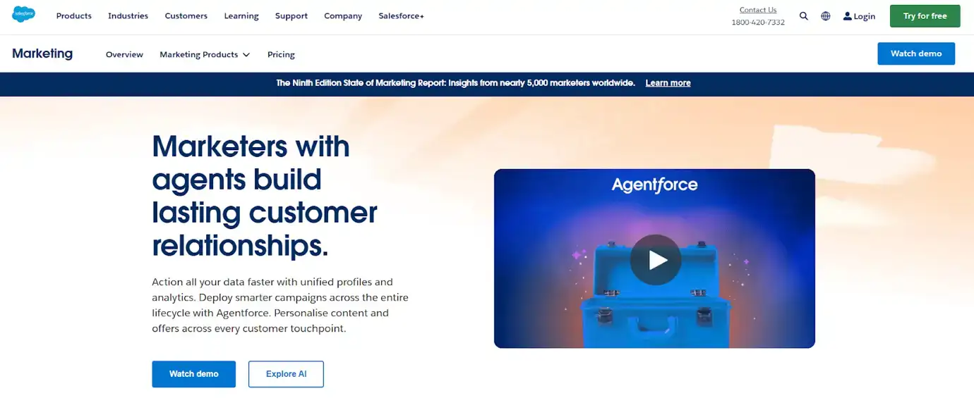 Salesforce Analytics homepage.