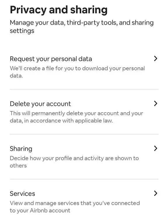 Airbnb provides a GDPR-friendly privacy management workflow