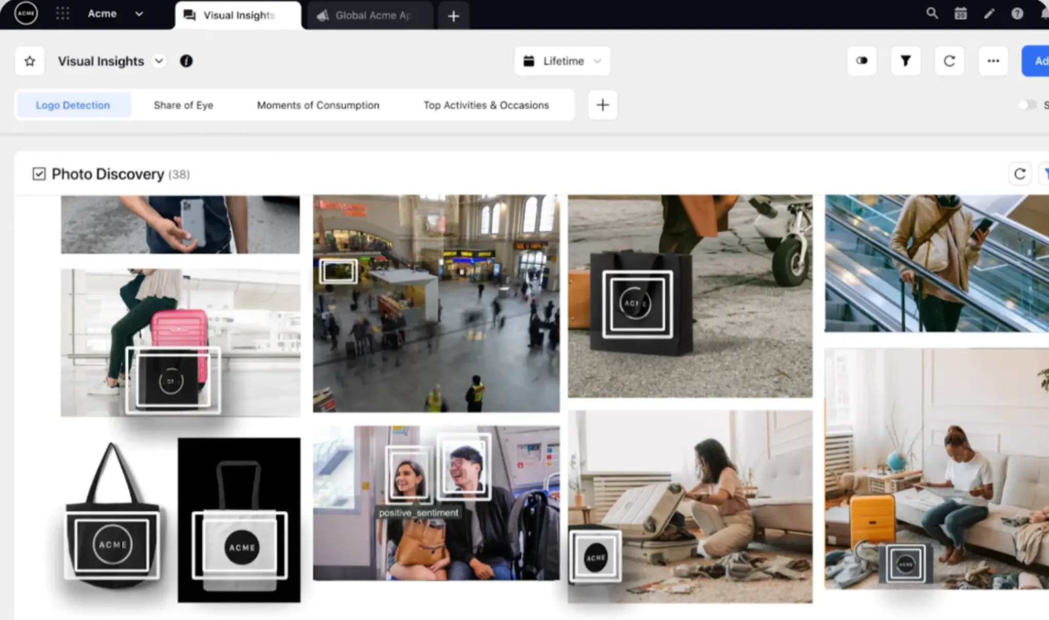 Sprinklr's visual intelligence platform for logo and sentiment detection.