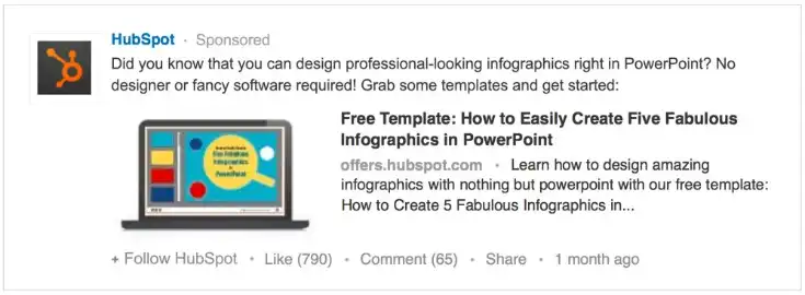 linkedin sponsored update example