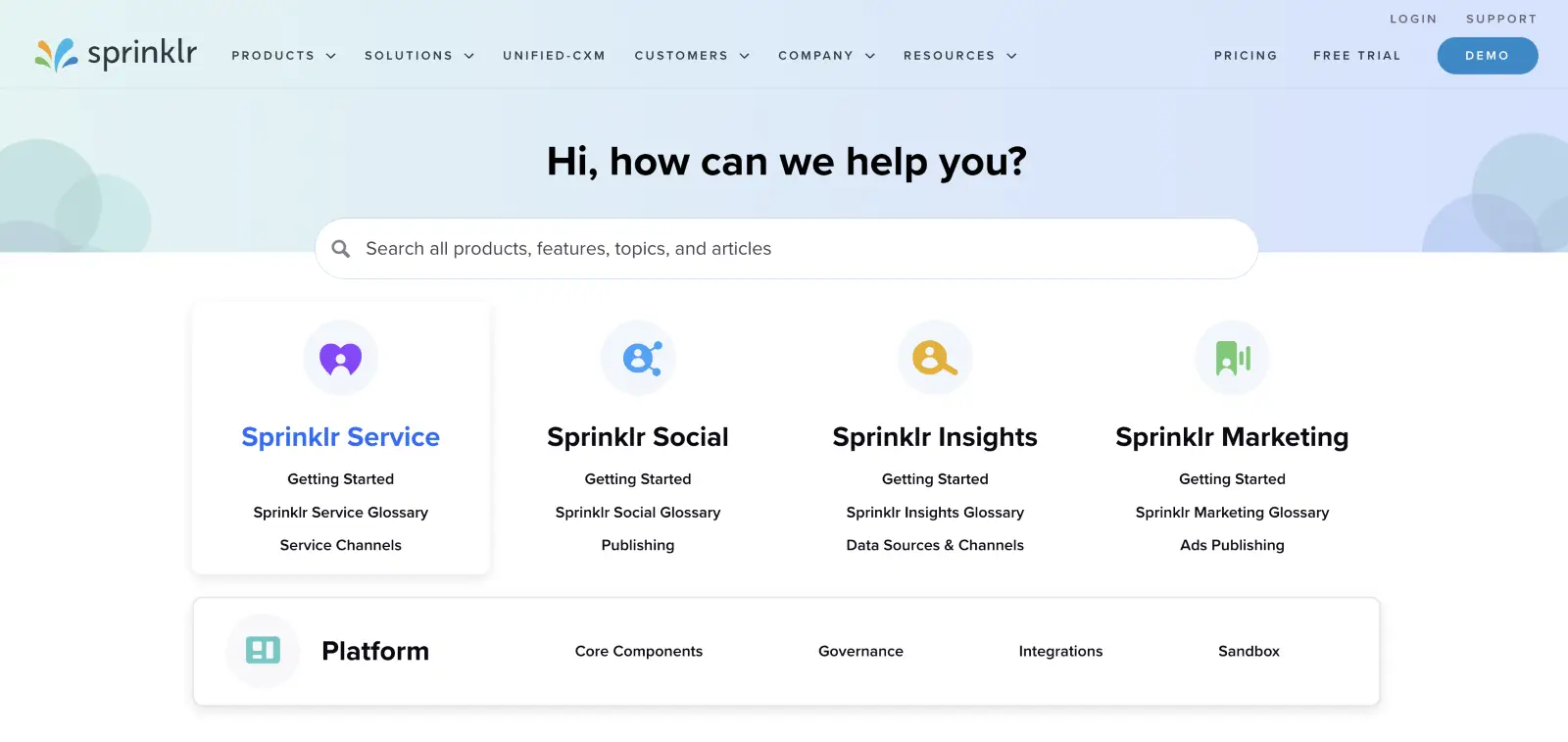 Example of a knowledge base interface