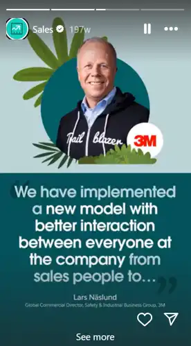 Salesforce Instagram Story featuring a customer success story with a quote and before-and-after scenario 