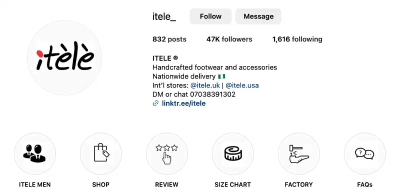 An example of optimized Instagram Highlights in the profile