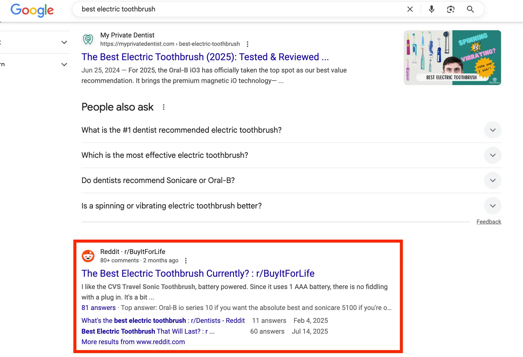 Title: Inserting image... - Description:  Google search query ranking a Reddit thread