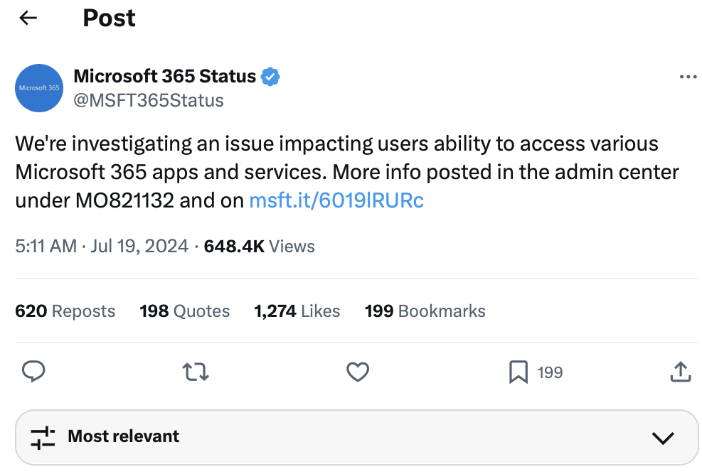 Microsoft's response on the crisis post crowdstrike update