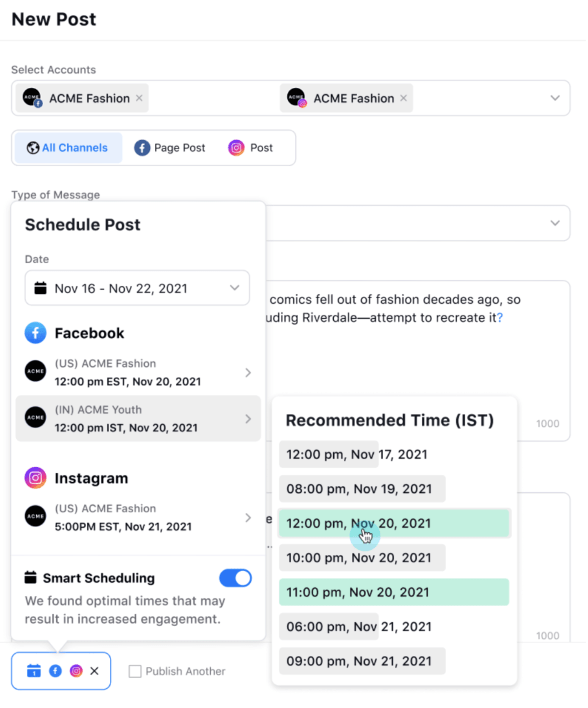 Sprinklr-s Smart Scheduling feature