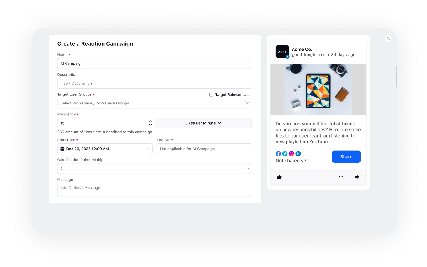 Reaction Campaigns in Advocacy