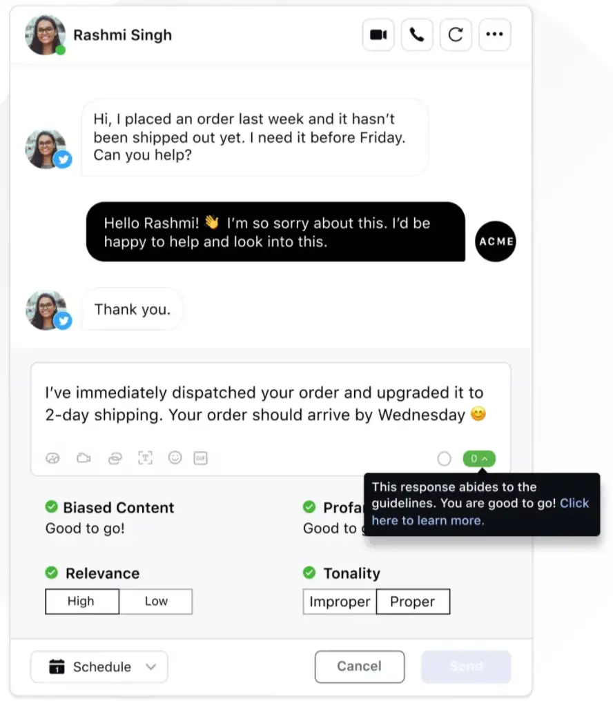 Automatic compliance management with Sprinklr AI-powered agent assist software