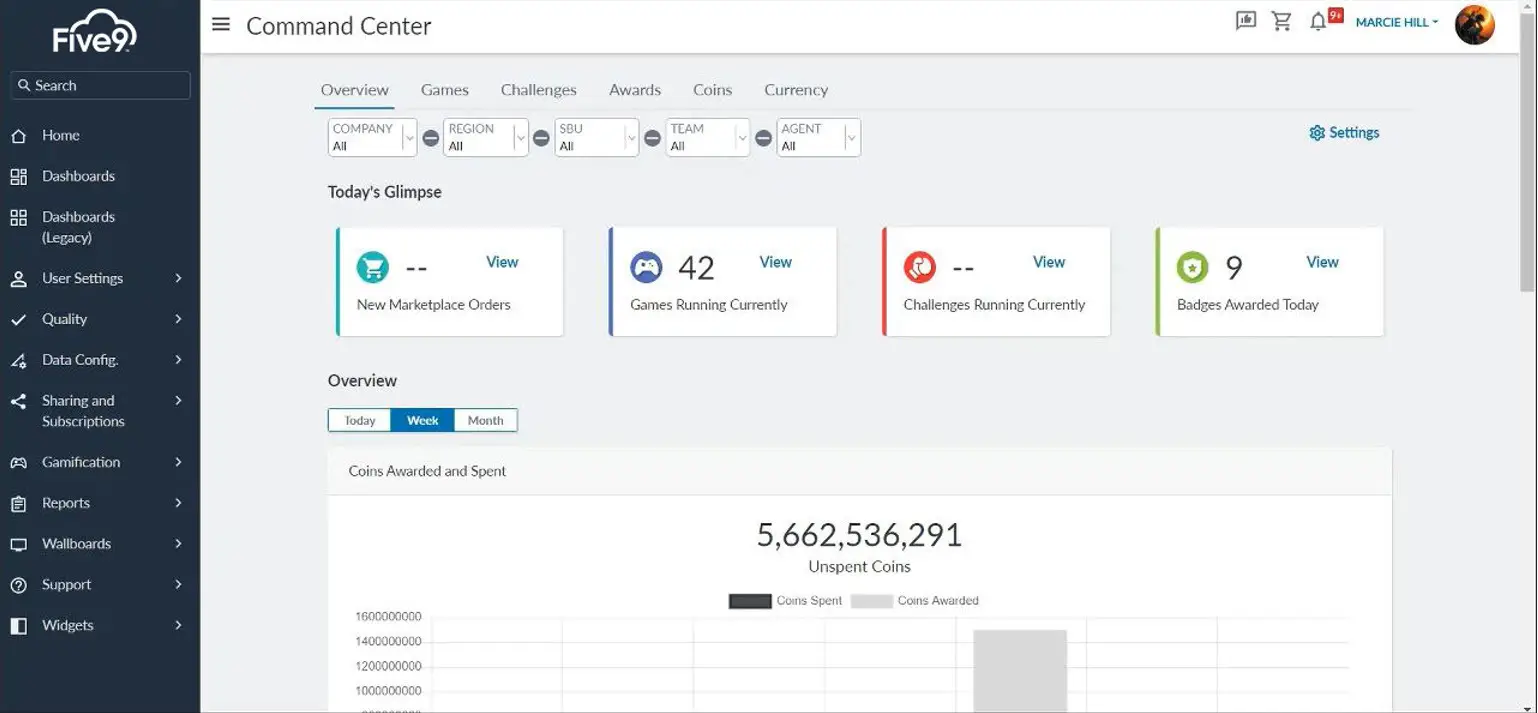 Five9 CCaaS platform interface