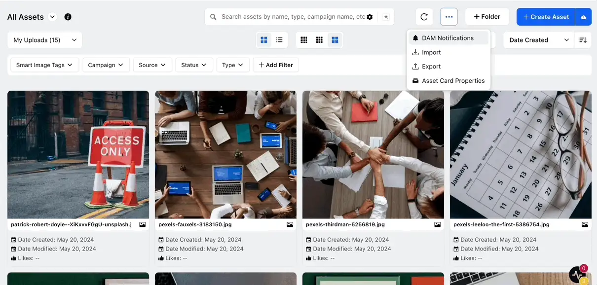 Multiple views available in Sprinklr’s DAM 