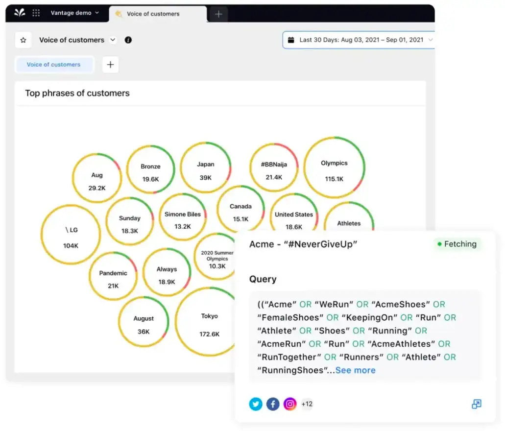 Sprinklr can help you identify the top phrases used by customers on social media.