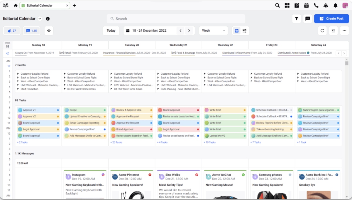 Sprinklr-s Calendar Week View