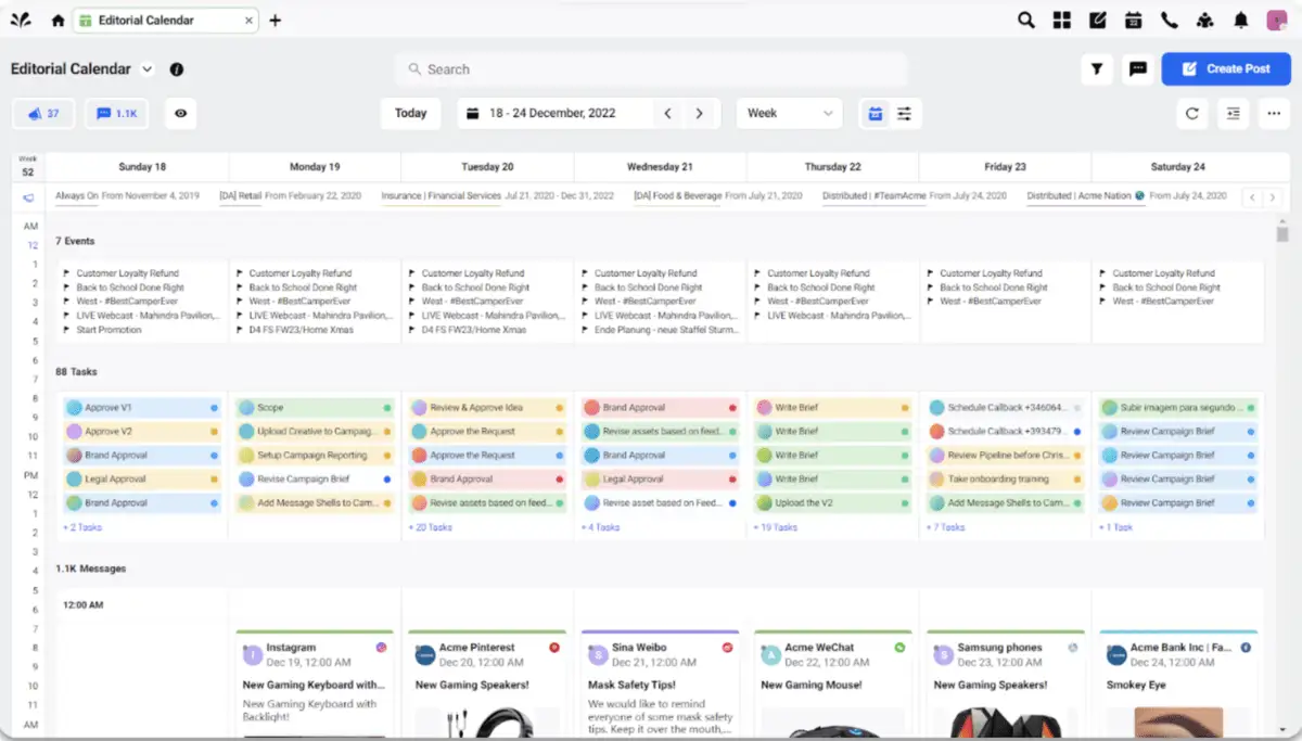 Sprinklr-s Calendar Week View