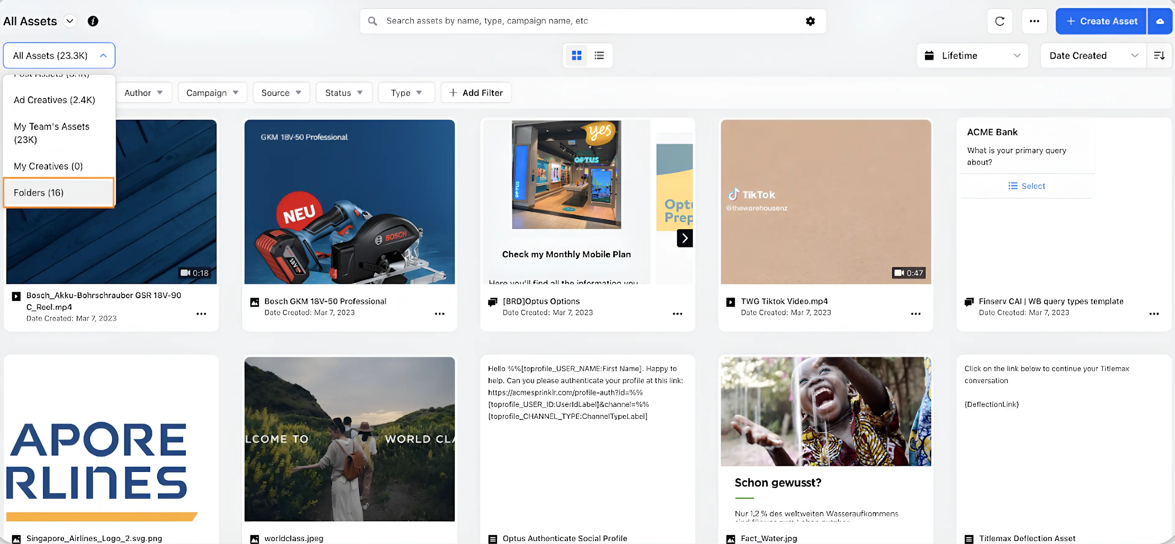 Sprinklr Social's Digital Asset Manager.