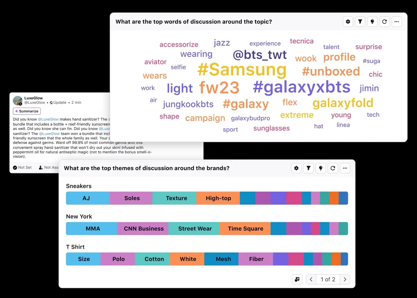 Sprinklr's social listening dashboard