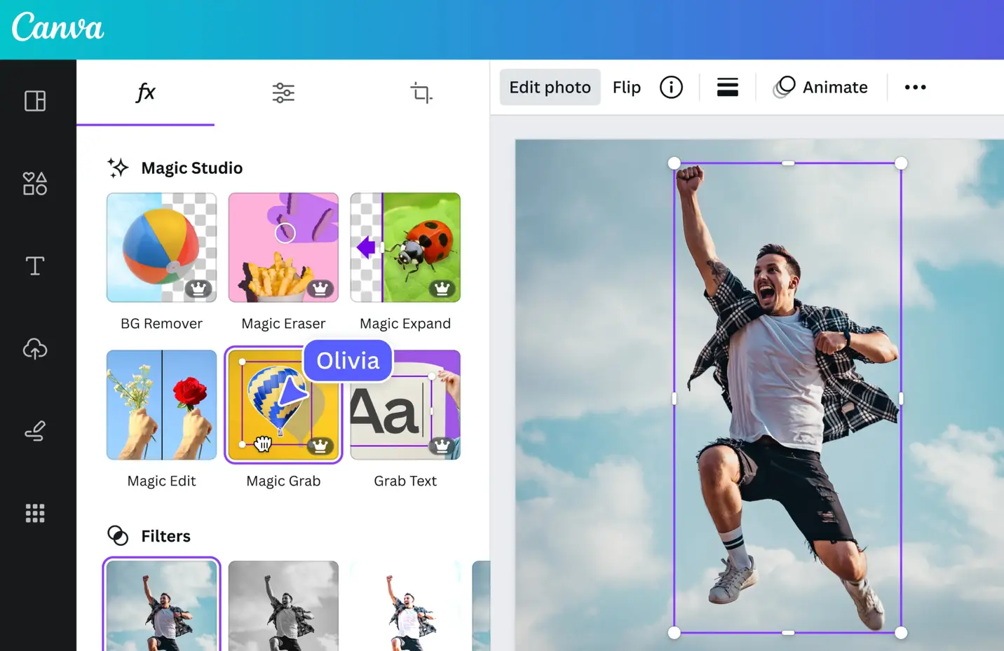 Canva used for image editing.