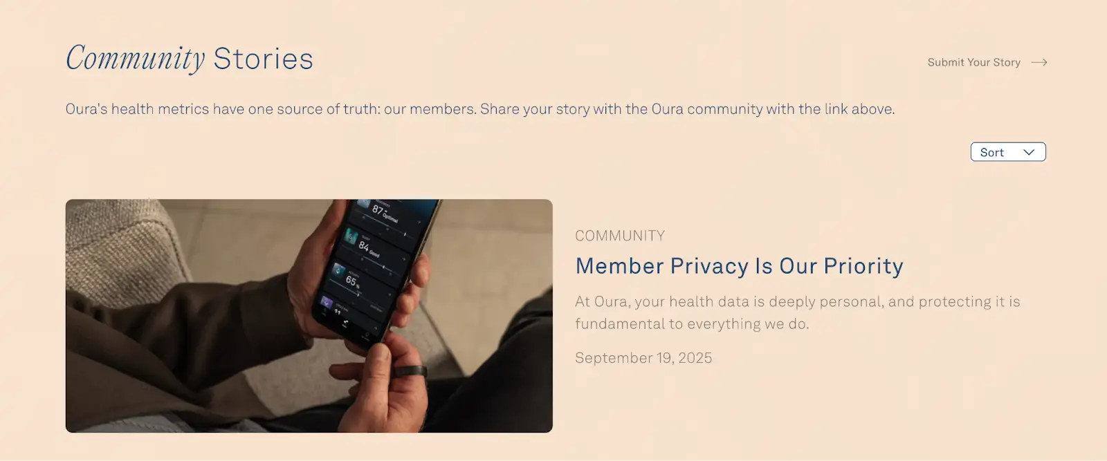 The Oura ring community on their website 