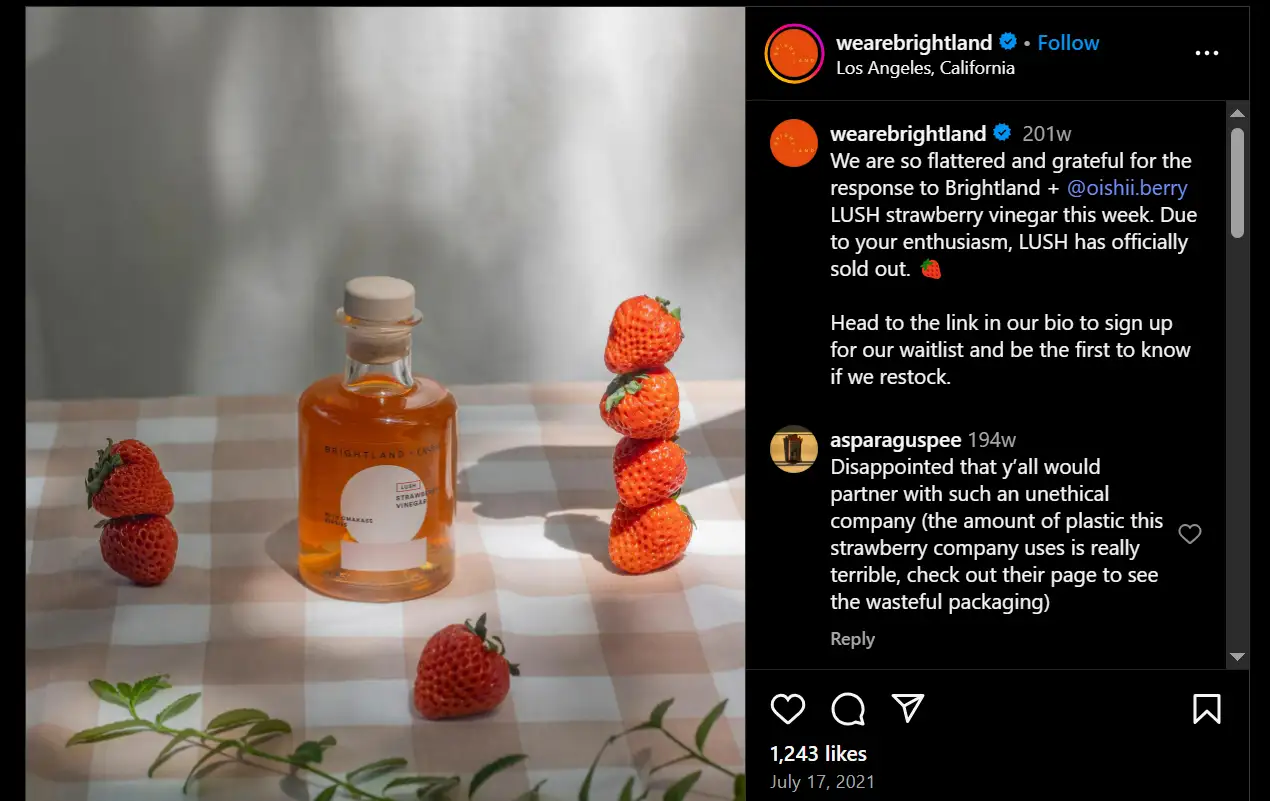 Brightland’s collab with Oishii for a limited-edition product 
