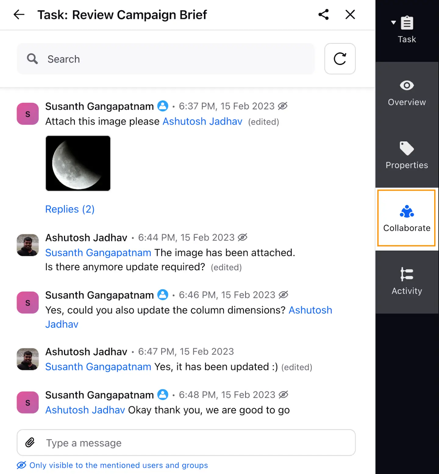 Sprinklr's Third Pane feature for camapign collaboration.