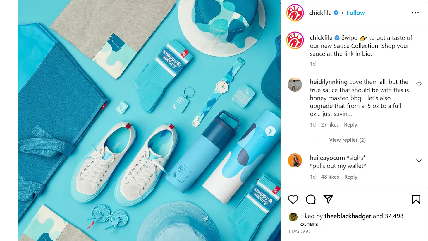 Instagram post made by Chick-fil-A announcing the launch of their new BBQ sauce