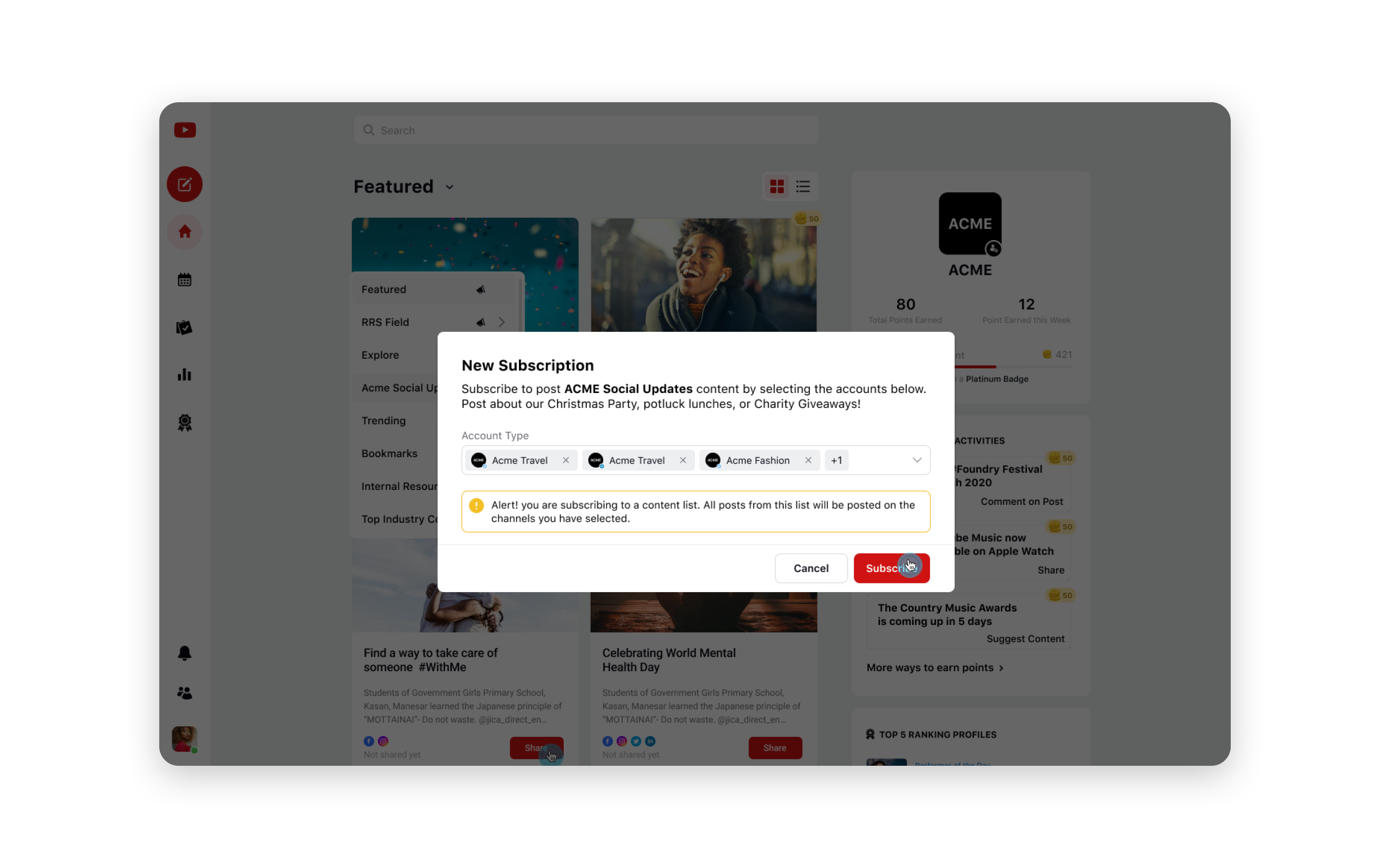 Subscribe to Content Lists in Advocacy for Automatic Publishing