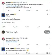 Image of Wendy’s roasting Oreo on Twitter