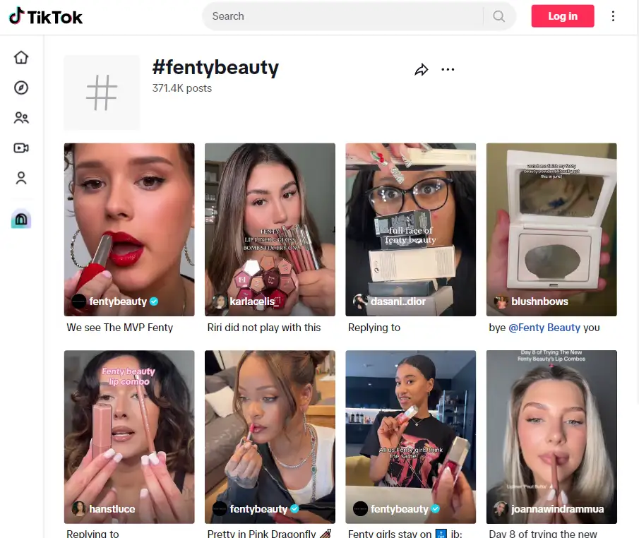 Fenty Beauty targets the audience with vibrant, inclusive content on TikTok. 