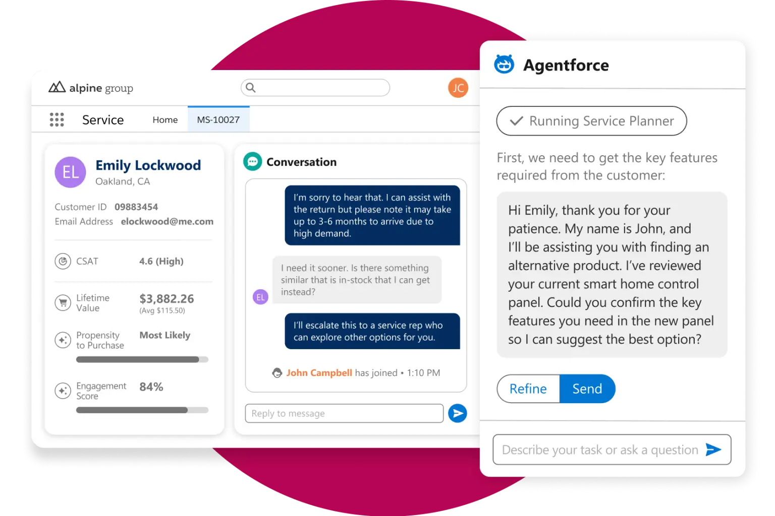 Salesforce Service Cloud interface