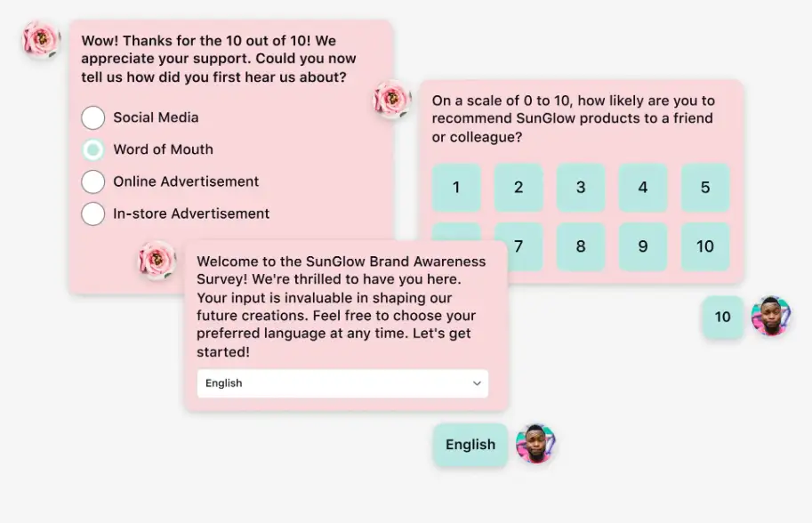 AI-powered conversational survey powered by Sprinklr Surveys