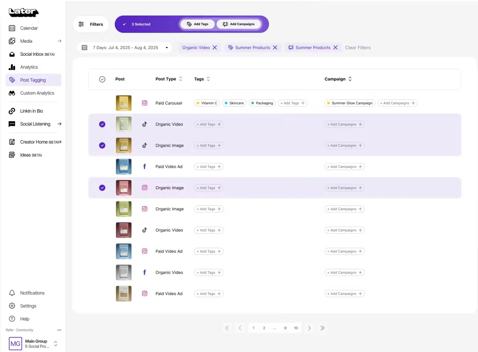 Later's social media management platform.