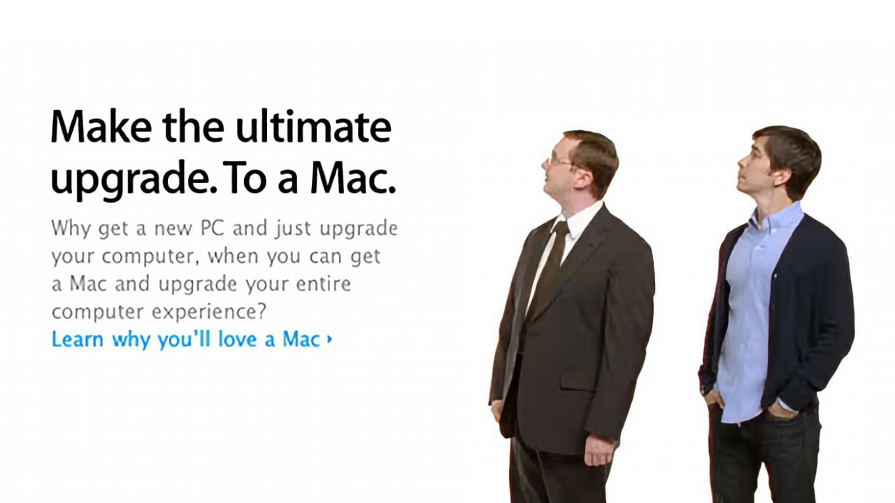 An Apple promotion from its Get a Mac advertising campaign that features the actors John Hodgman and Justin Long