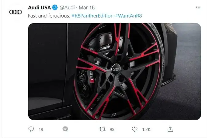 Example of hashtag marketing by Audi