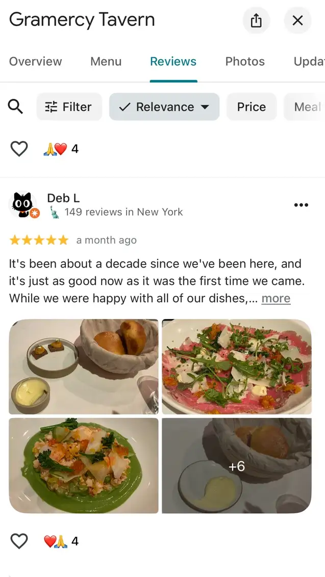 Customer feedback on Google Reviews