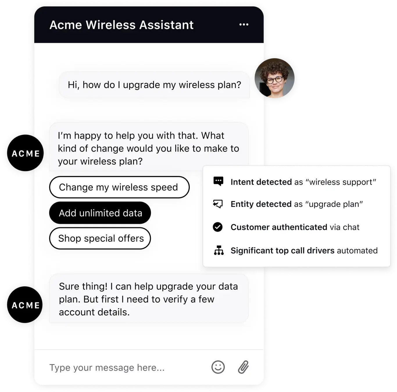 Sprinklr-s chatbot providing automated responses to customer queries