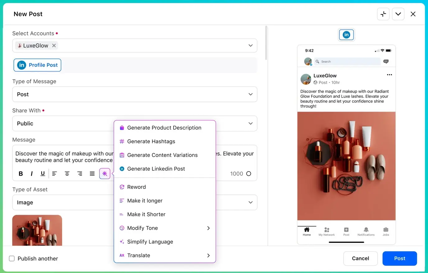 Sprinklr AI+ interface displaying AI-generated, tone-appropriate responses and real-time message translation.