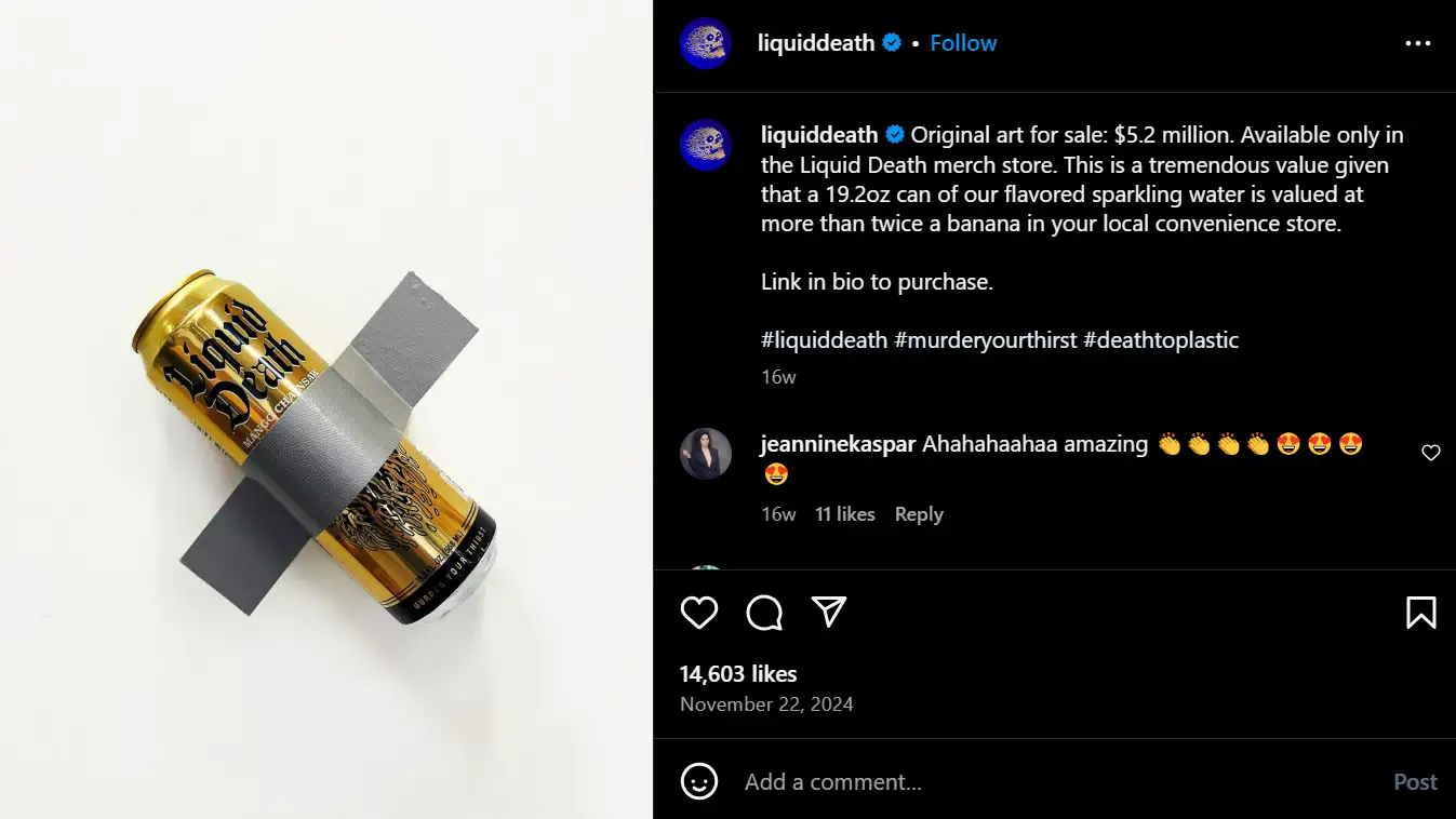 Liquid Death, the canned water brand is known for its edgy branding