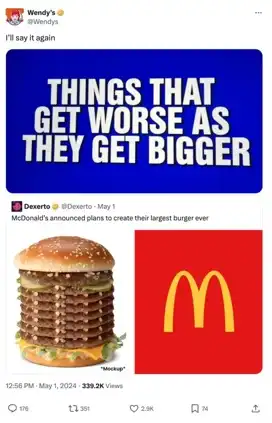 An image showing Wendy's indirect and witty pick on McDonald's 
