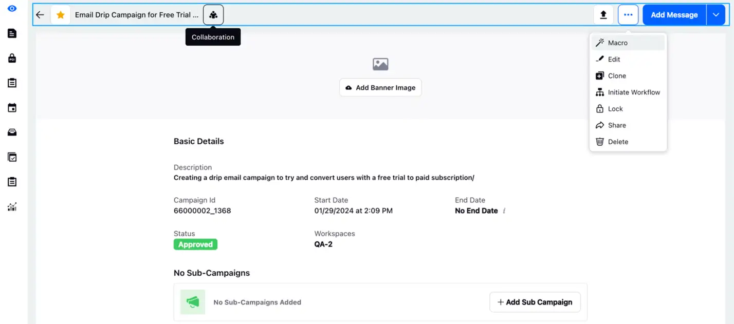 Sprinklr Marketing Campaign Management dashboard.