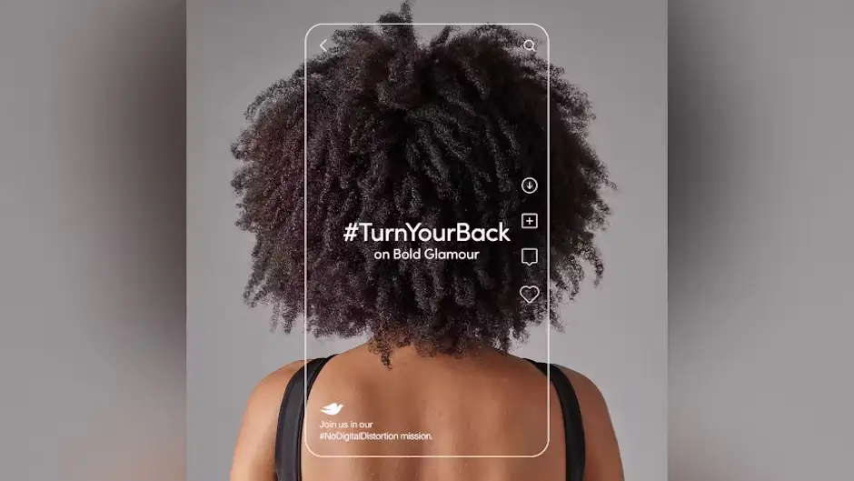 Visual from Dove’s "#TurnYourBack" initiative showing individuals turning away from the camera. 