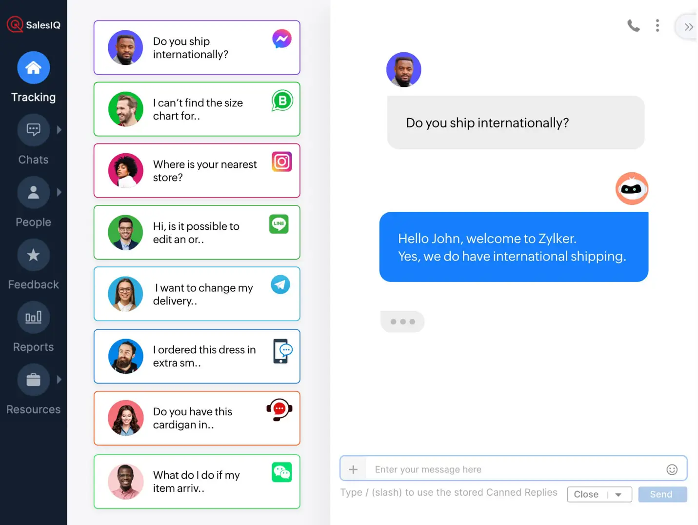 AI chatbot on Zoho SalesIQ